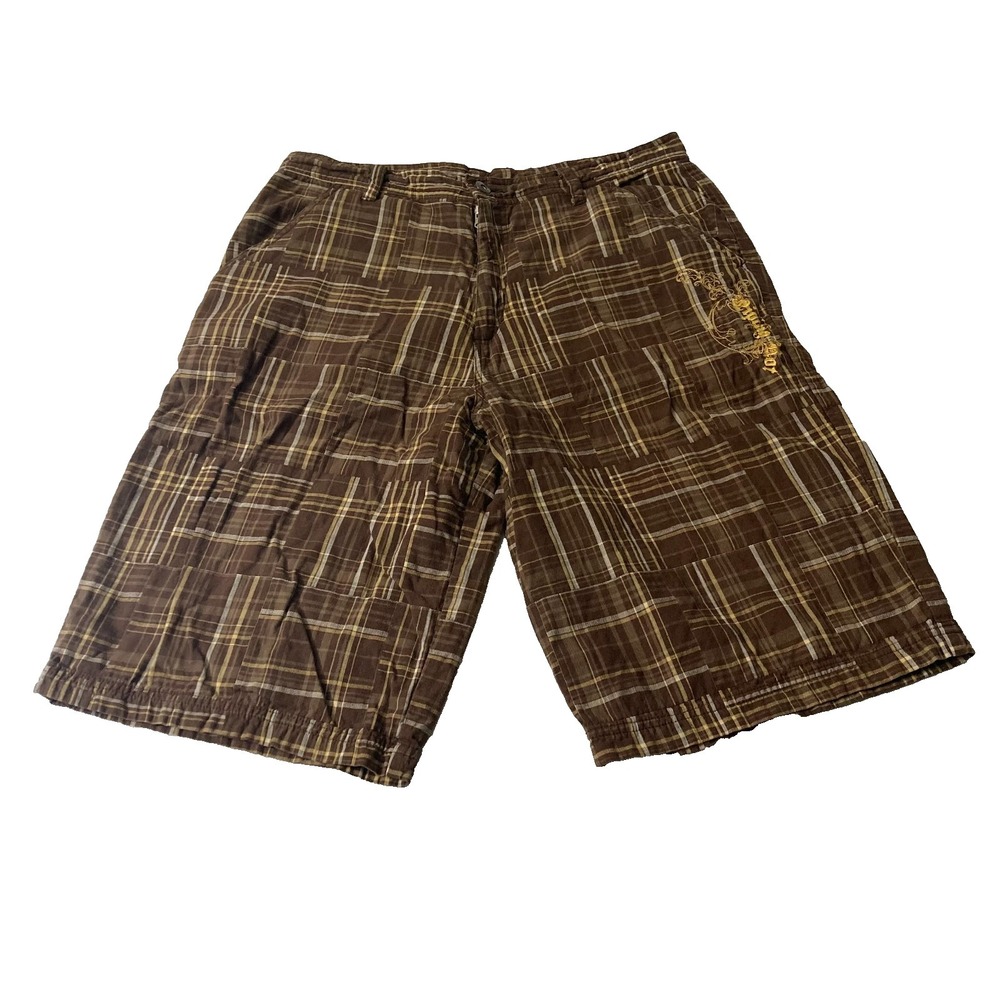 Vintage Piping Hot Y2K Patchwork Plaid Cargo Shorts Skate Surf Grunge Men's 34